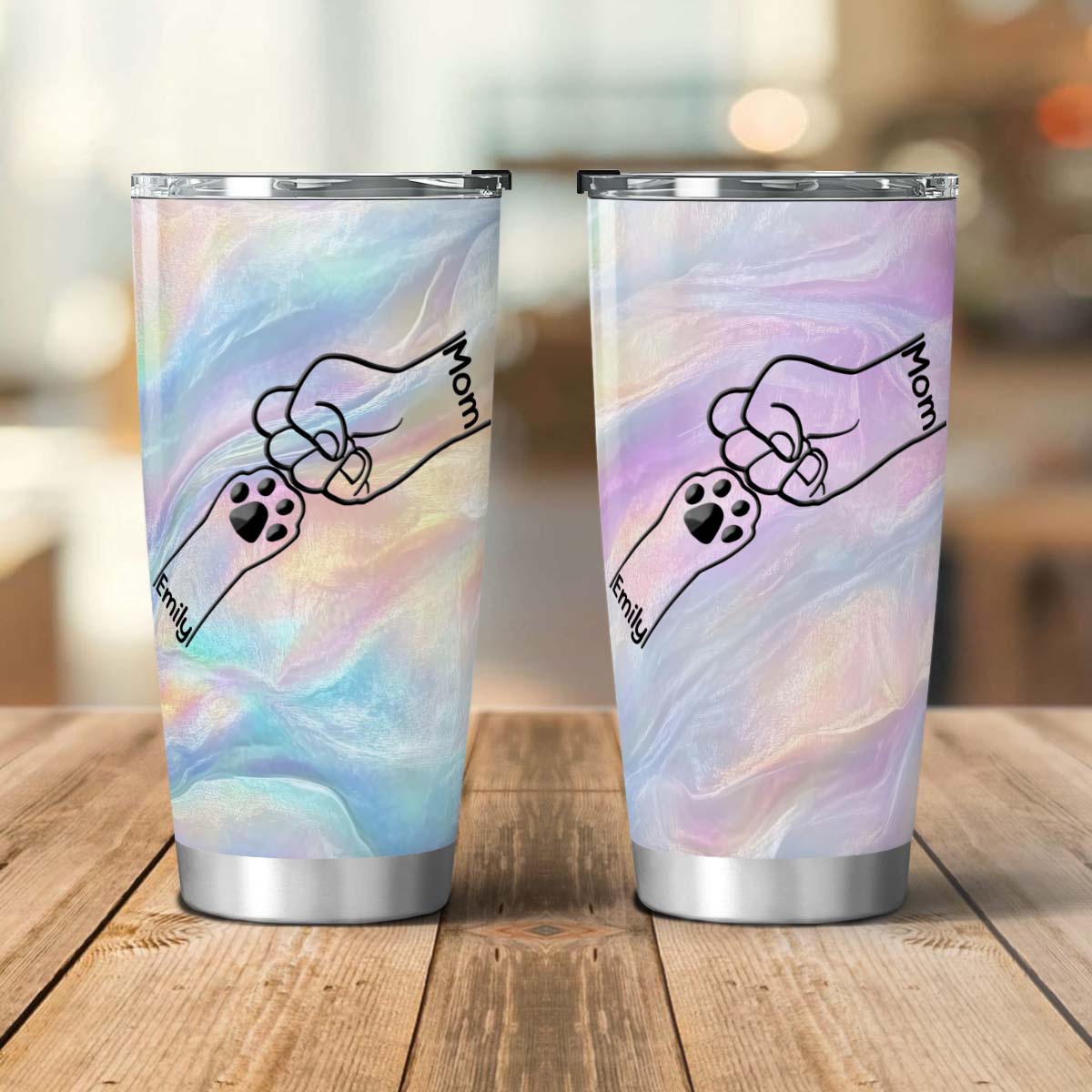 PSTB30 Paws And Human Fist Bump - Personalized Custom Tumbler