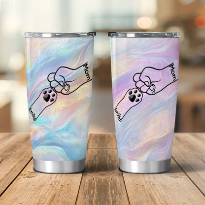 PSTB30 Paws And Human Fist Bump - Personalized Custom Tumbler