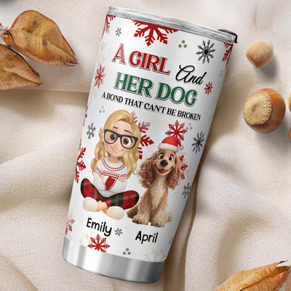 PSTB25 Girl And Her Dog Chirstmas - Personalized Custom Tumbler