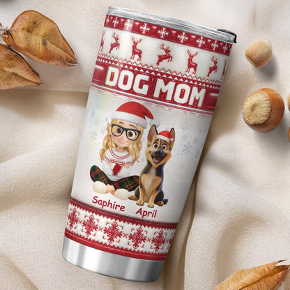 PSTB11 Dog Mom Dog Lover Christmas Ver 3D Inflated Effect - Personalized Custom Tumbler