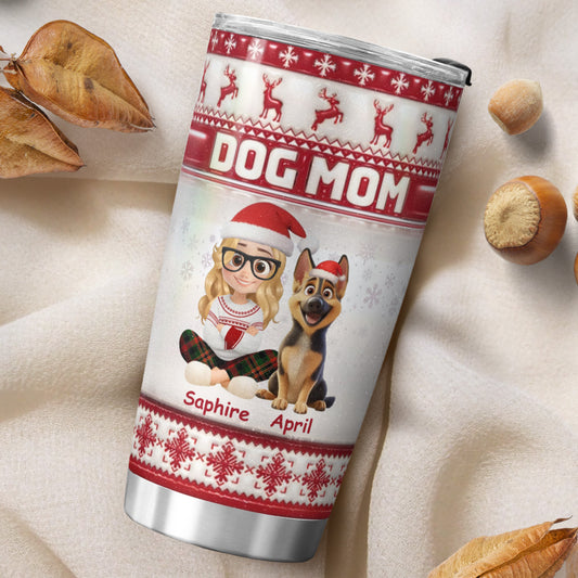 PSTB11 Dog Mom Dog Lover Christmas Ver 3D Inflated Effect - Personalized Custom Tumbler