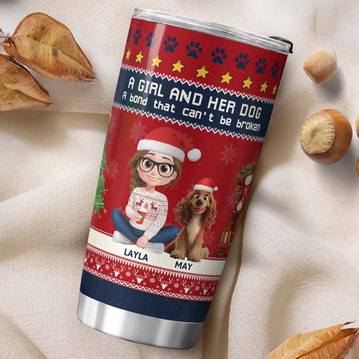 PSTB19 A Girl And Her Dog Xmas - Personalized Custom Tumbler