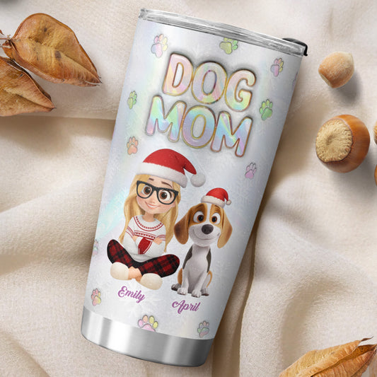 PSTB04 Dog Mom Dog Lover 3D Inflated Effect Christmas Ver - Personalized Custom Tumbler