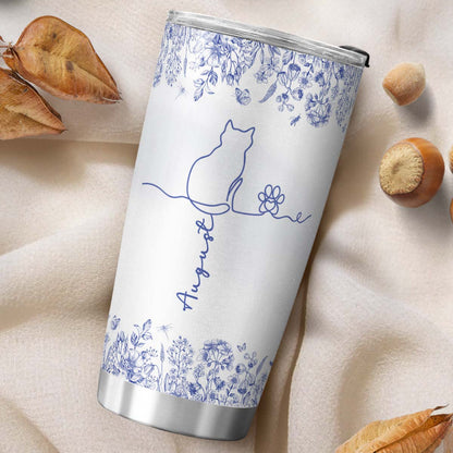 PSTB22 Toile De Jouy French Cat Line - Personalized Custom Tumbler