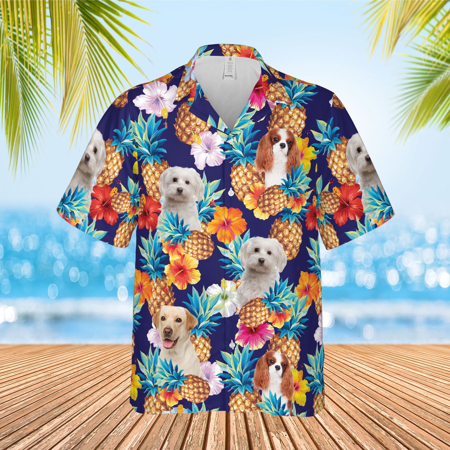 PSH19 Personalized Pet's Lover Hibiscus Pineapple - Custom Hawaiian Shirt