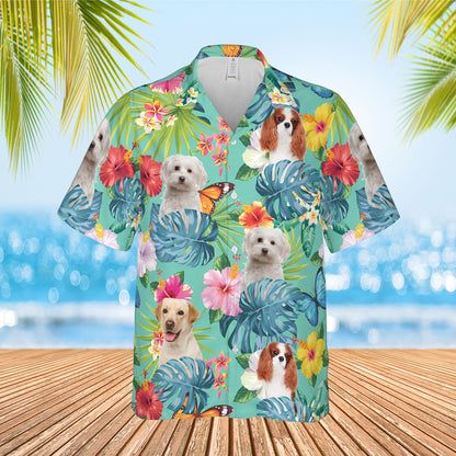 PSH20 Personalized Pet's Lover Hibiscus Butterflies - Custom Hawaiian Shirt