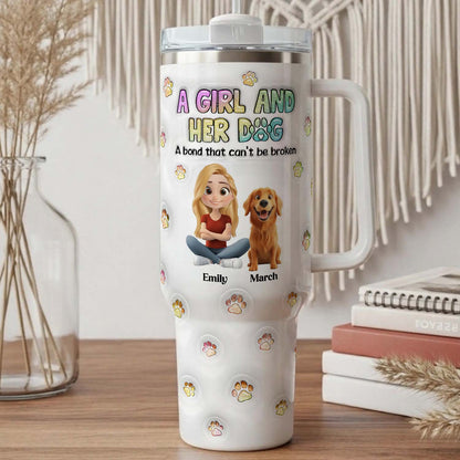 PSTB26 A Girl And Her Dog 3D Inflated Effect - Personalized Custom Tumbler