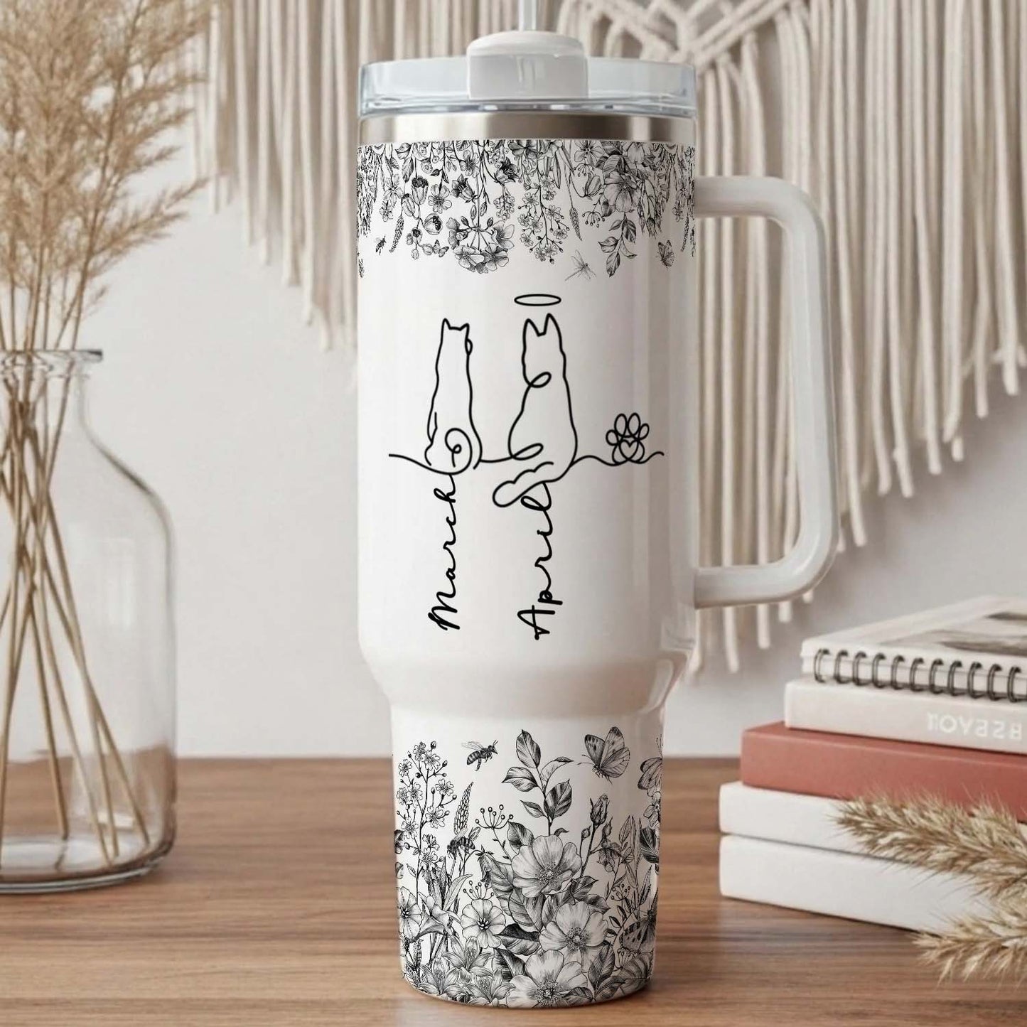 PSTB21 Toile De Jouy French Dog Line - Personalized Custom Tumbler