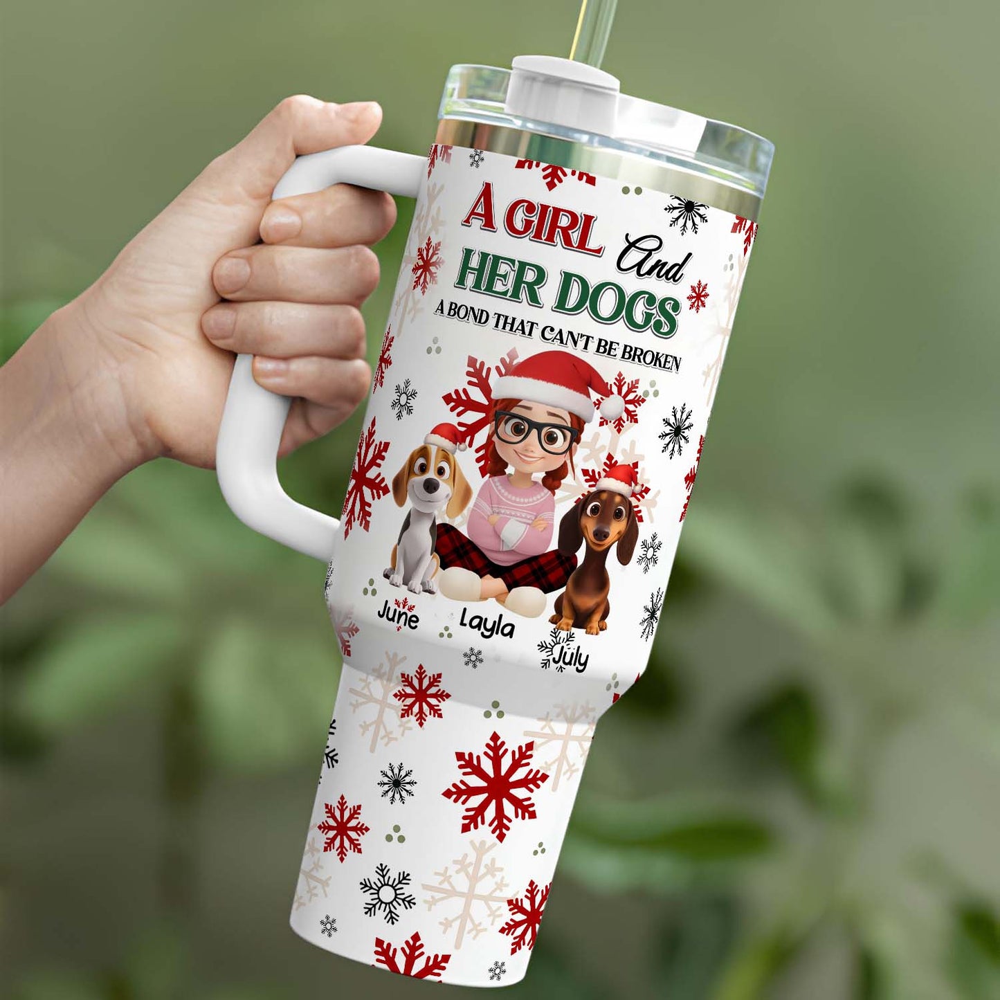 PSTB25 Girl And Her Dog Chirstmas - Personalized Custom Tumbler