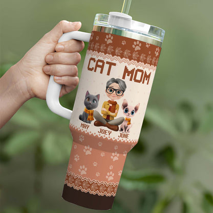 PSTB17 Cat Mom Mum Autumn Leave 3D Cartoon Dog Lover - Personalized Custom Tumbler