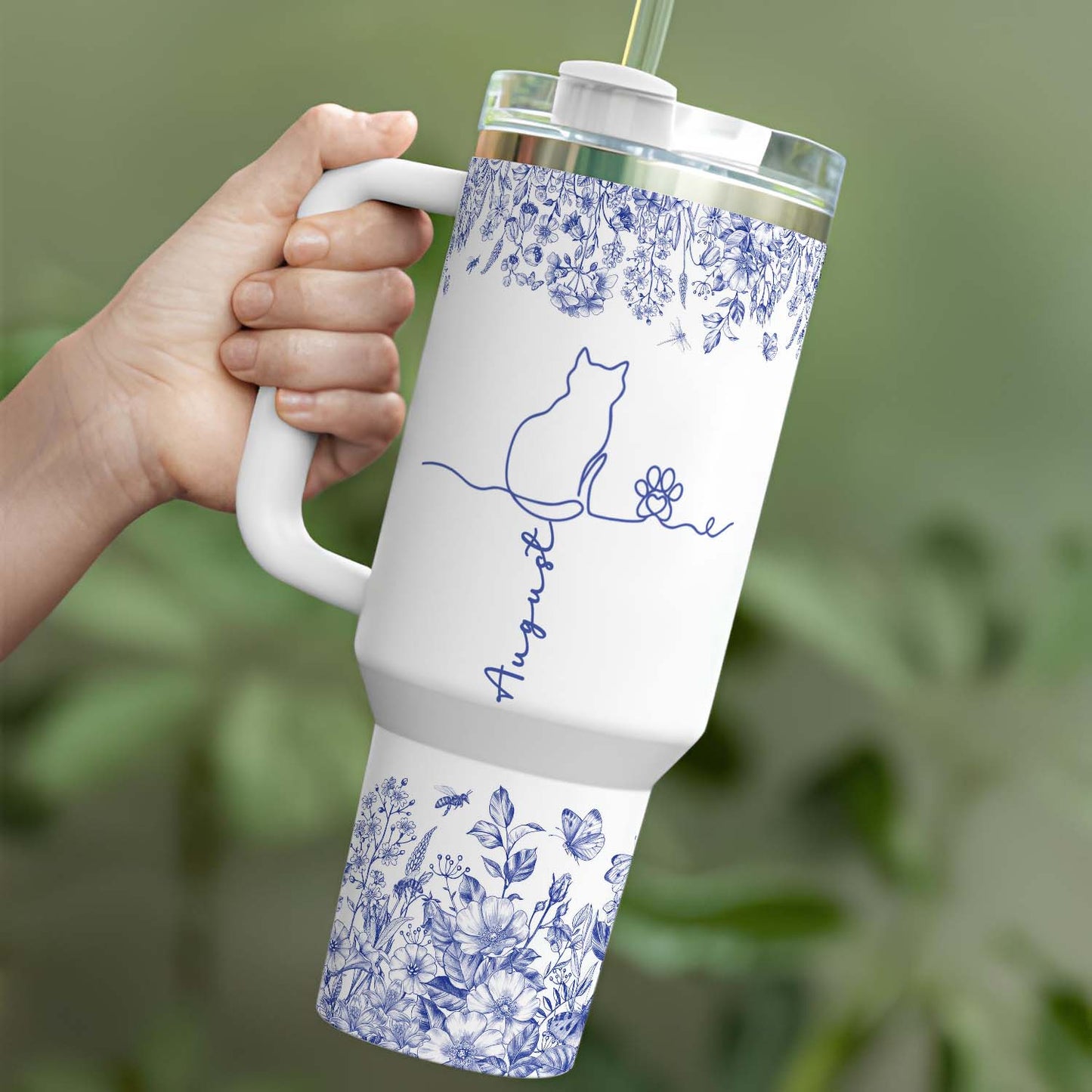 PSTB22 Toile De Jouy French Cat Line - Personalized Custom Tumbler