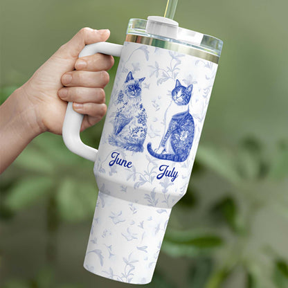 PSTB24 Toile De Jouy French Cat Lover - Personalized Custom Tumbler