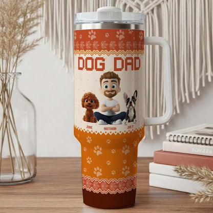 PSTB14 Dog Dad Autumn Leave 3D Cartoon Cute - Personalized Custom Tumbler