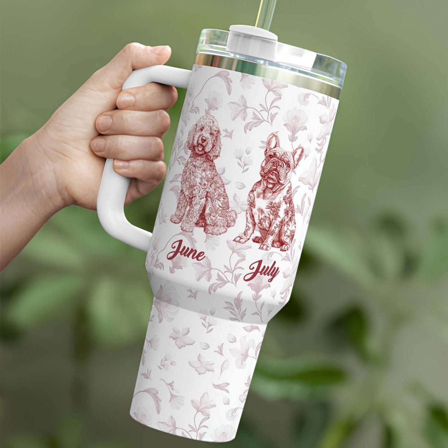 PSTB23 Toile De Jouy French Dog Lover - Personalized Custom Tumbler