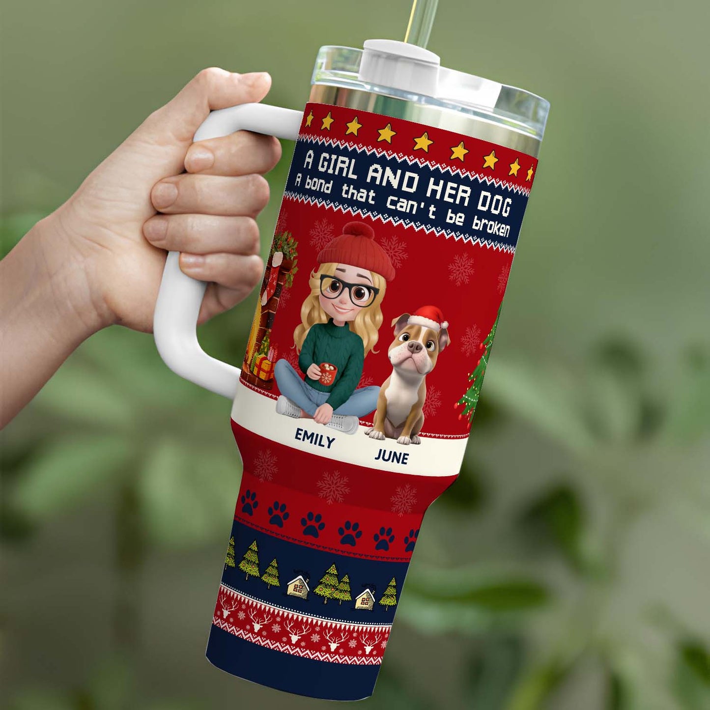 PSTB19 A Girl And Her Dog Xmas - Personalized Custom Tumbler