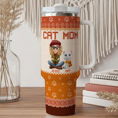 PSTB17 Cat Mom Mum Autumn Leave 3D Cartoon Dog Lover - Personalized Custom Tumbler