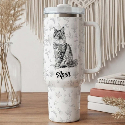 PSTB24 Toile De Jouy French Cat Lover - Personalized Custom Tumbler