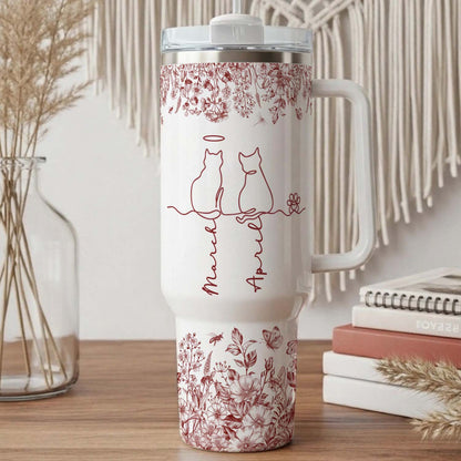 PSTB22 Toile De Jouy French Cat Line - Personalized Custom Tumbler