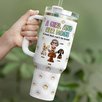 PSTB26 A Girl And Her Dog 3D Inflated Effect - Personalized Custom Tumbler
