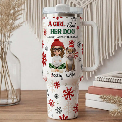 PSTB25 Girl And Her Dog Chirstmas - Personalized Custom Tumbler