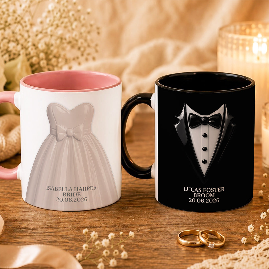 APST04 Bride And Groom Couple - 3D Inflated Effect Custom Personalized Mug