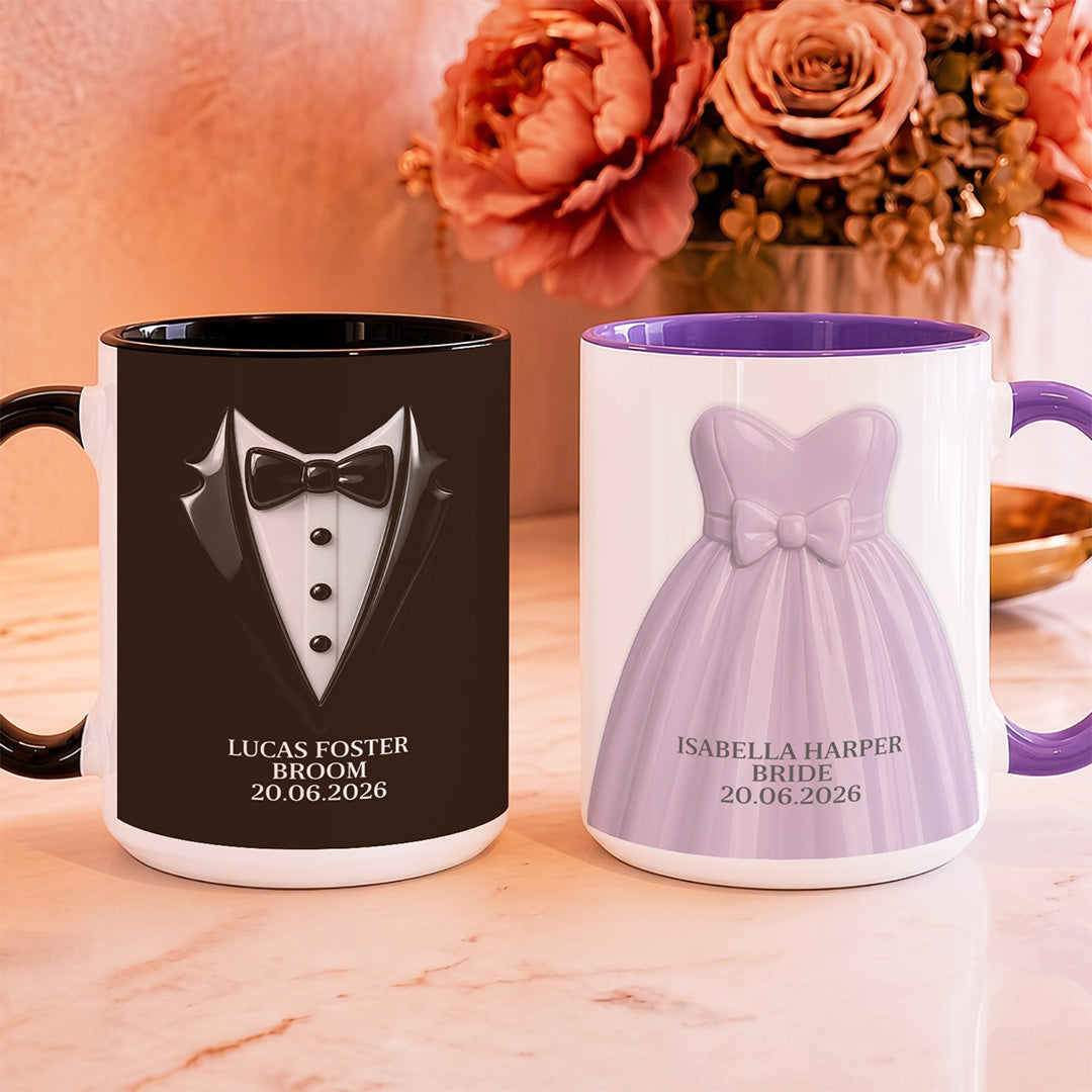 APST04 Bride And Groom Couple - 3D Inflated Effect Custom Personalized Mug