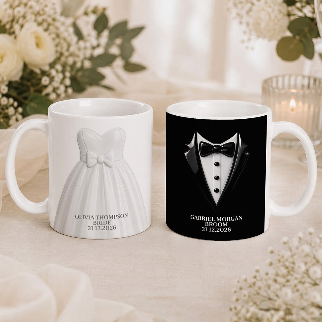 APST04 Bride And Groom Couple - 3D Inflated Effect Custom Personalized Mug