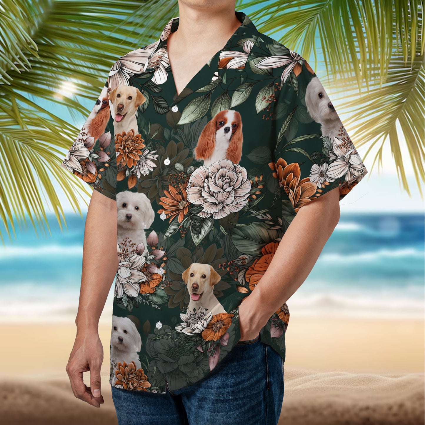 PSH18 Personalized Pet's Lover Flowers Pattern - Custom Hawaiian Shirt