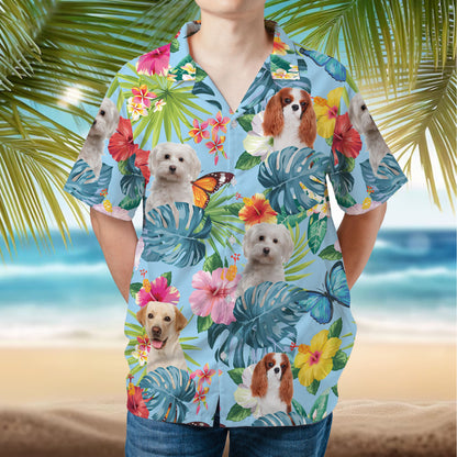 PSH20 Personalized Pet's Lover Hibiscus Butterflies - Custom Hawaiian Shirt