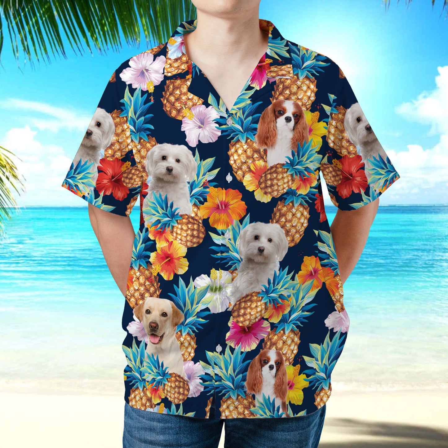 PSH19 Personalized Pet's Lover Hibiscus Pineapple - Custom Hawaiian Shirt