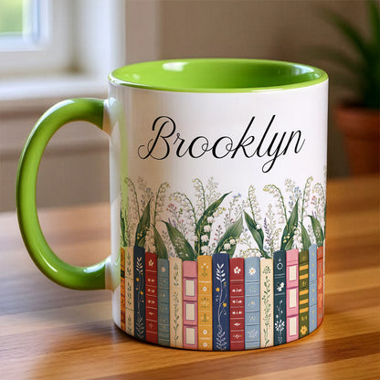 APST05 Birth Flower For Book Lovers - Personalized White Mug Accent Mug