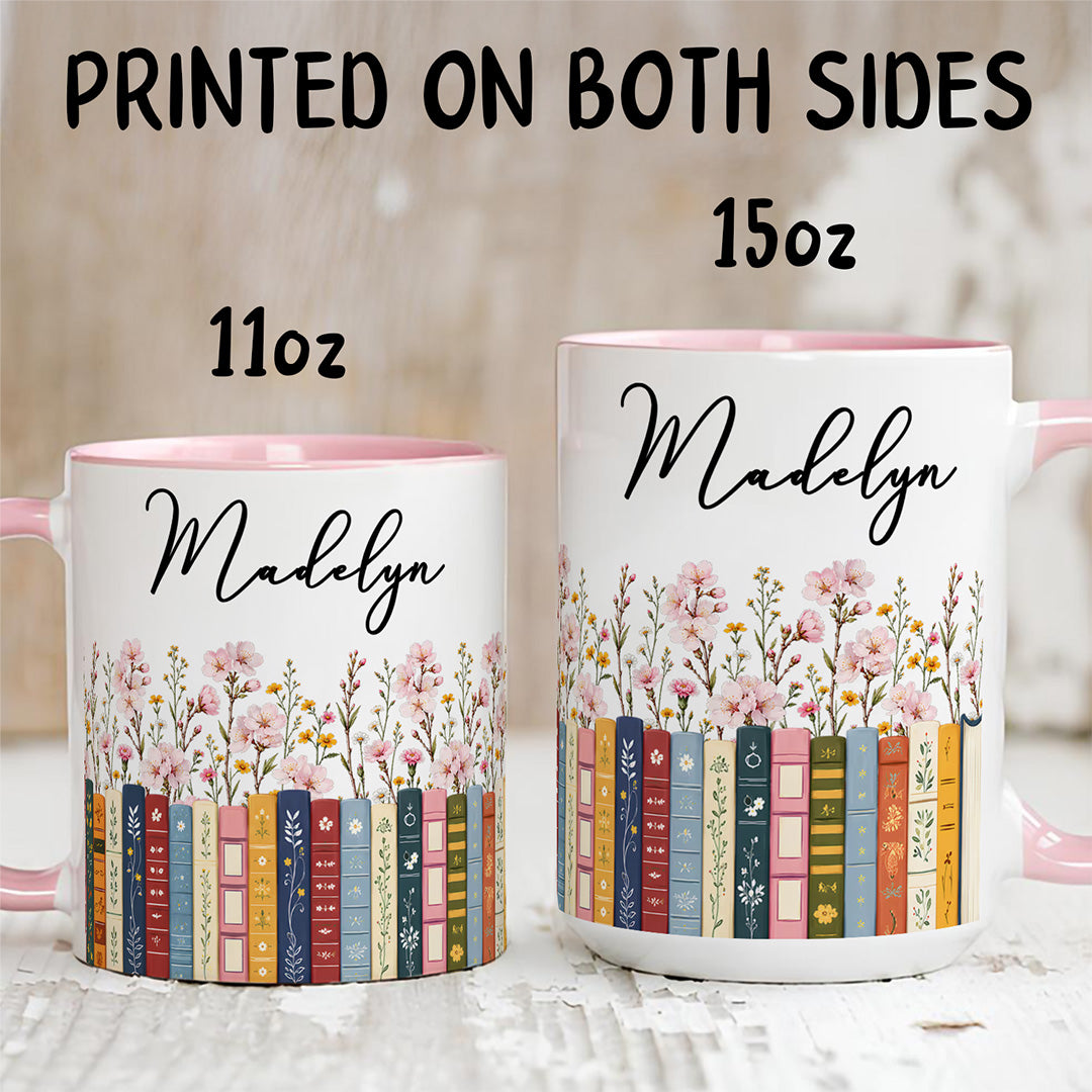 APST05 Birth Flower For Book Lovers - Personalized White Mug Accent Mug
