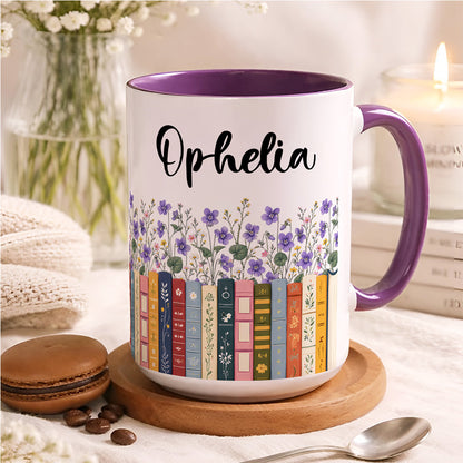 APST05 Birth Flower For Book Lovers - Personalized White Mug Accent Mug