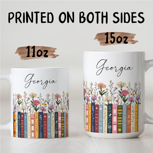 APST05 Birth Flower For Book Lovers - Personalized White Mug Accent Mug