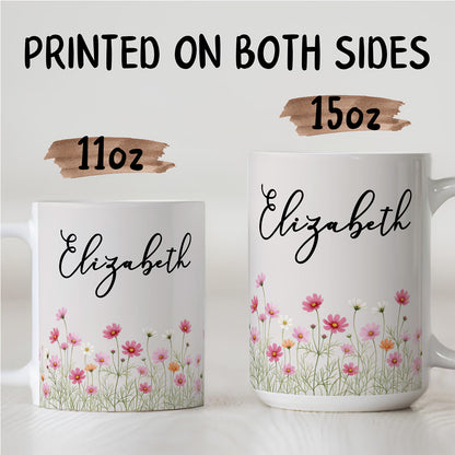 APST06 Birth Flower & Name - Custom Personalized White Mug Accent Mug