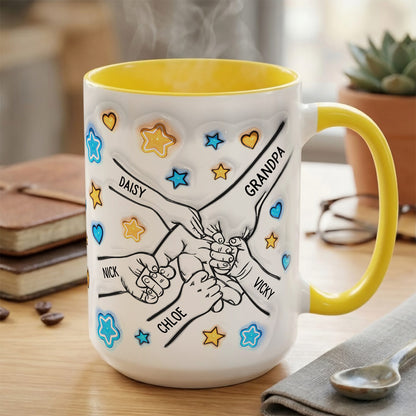 TPST06 Holding Hands Happy Father's Day - 3D Inflated Effect Custom Personalized Mug