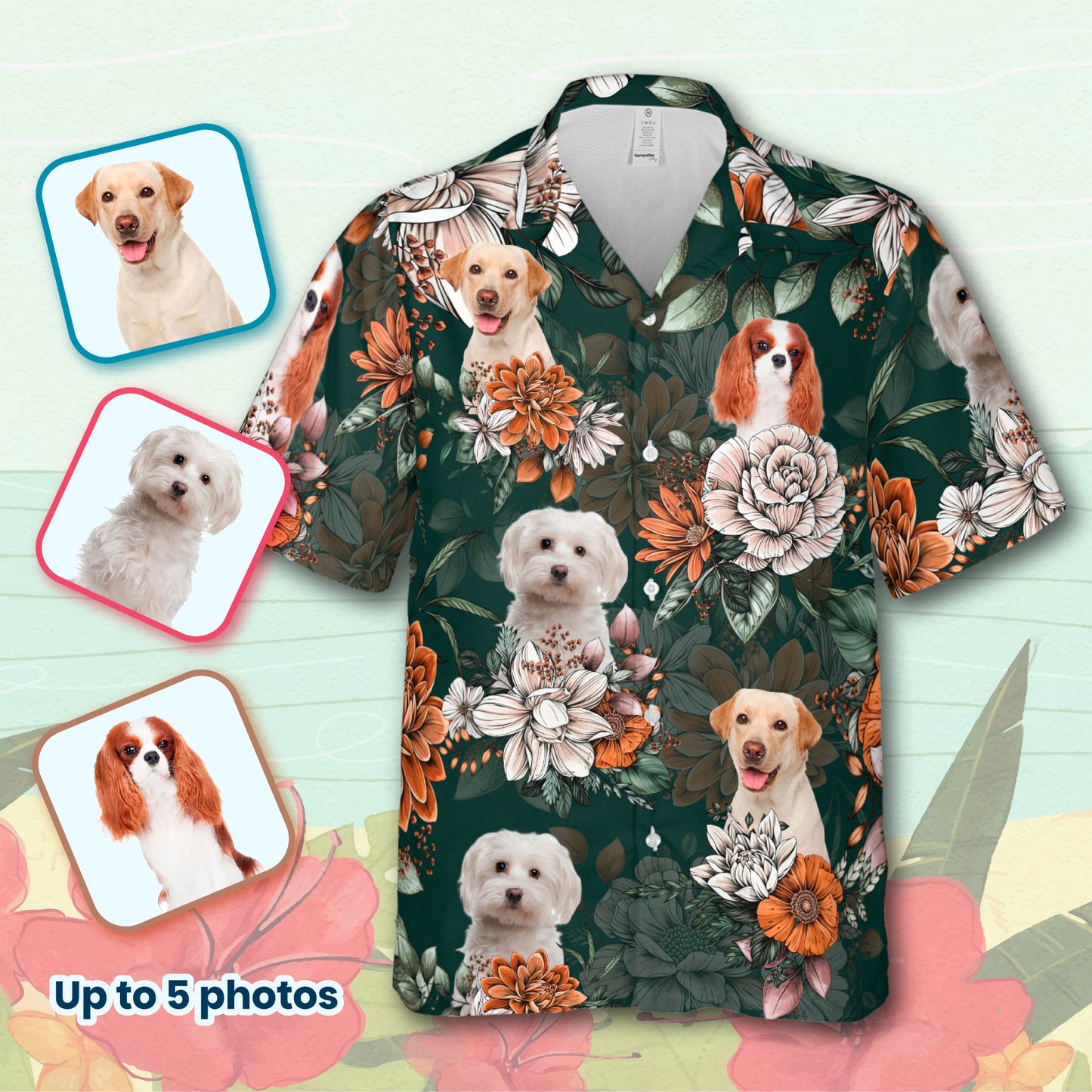 PSH18 Personalized Pet's Lover Flowers Pattern - Custom Hawaiian Shirt
