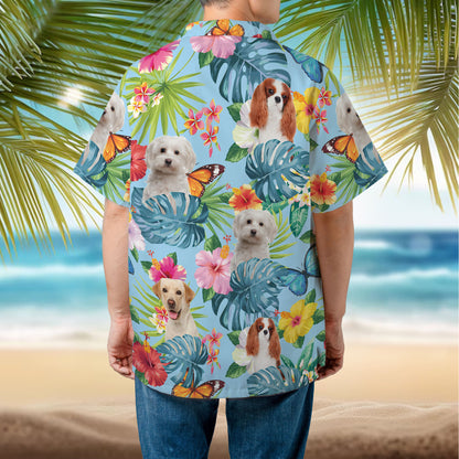 PSH20 Personalized Pet's Lover Hibiscus Butterflies - Custom Hawaiian Shirt