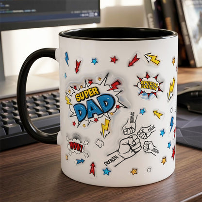 TPST07 Super Dad Happy Father's Day - 3D Inflated Effect Custom Personalized Mug