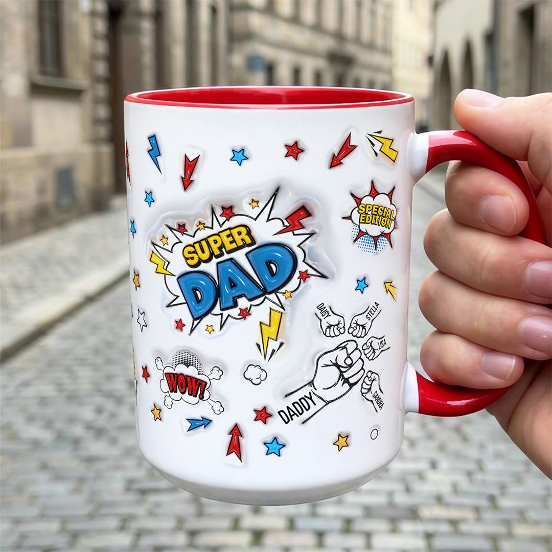 TPST07 Super Dad Happy Father's Day - 3D Inflated Effect Custom Personalized Mug