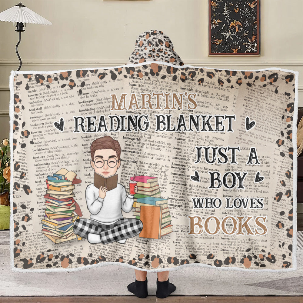 APST08 Reading Blanket Just A Girl Who Loves Books - Custom Personalized Wearable Hooded Blanket