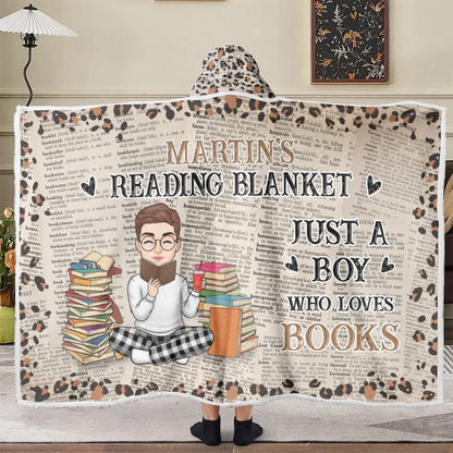 APST08 Reading Blanket Just A Girl Who Loves Books - Custom Personalized Wearable Hooded Blanket