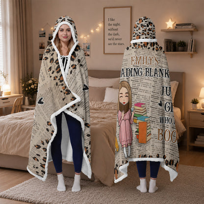 APST08 Reading Blanket Just A Girl Who Loves Books - Custom Personalized Wearable Hooded Blanket