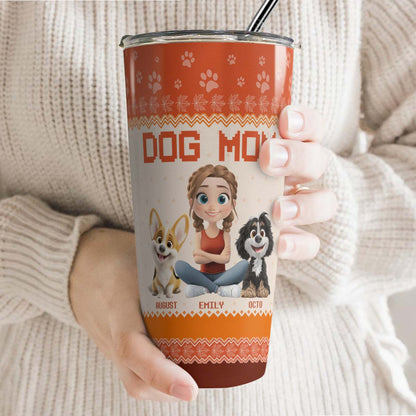 PSTB13 Dog Mom Mum Autumn Leave 3D Cartoon Cute - Personalized Custom Tumbler