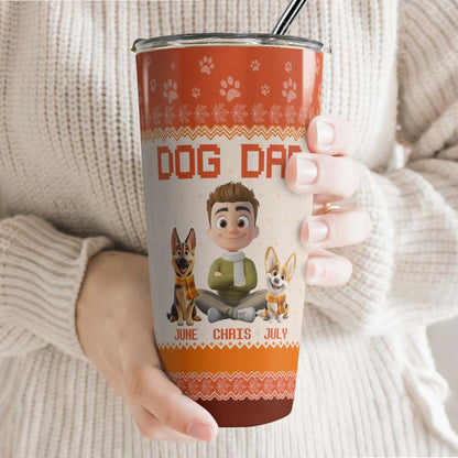 PSTB16 Dog Dad Autumn Leave 3D Cartoon Dog Lover - Personalized Custom Tumbler