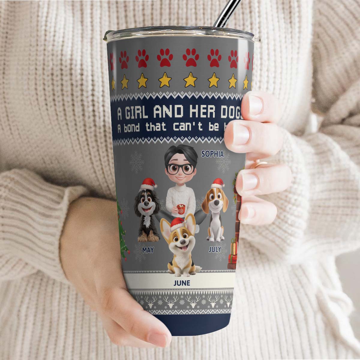 PSTB19 A Girl And Her Dog Xmas - Personalized Custom Tumbler