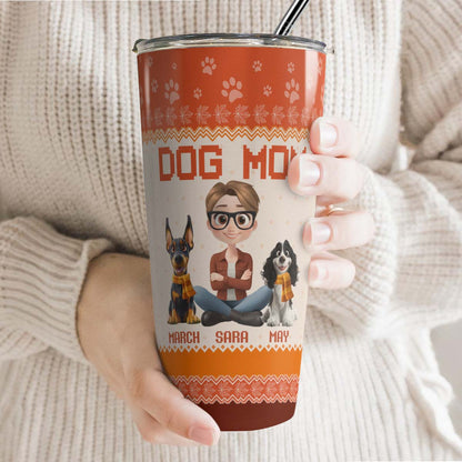 PSTB15 Dog Mom Mum Autumn Leave 3D Cartoon Dog Lover - Personalized Custom Tumbler