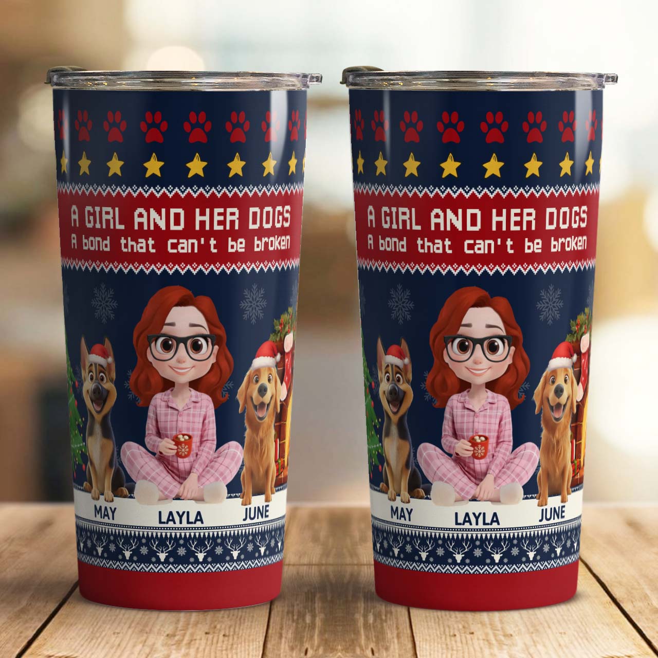 PSTB19 A Girl And Her Dog Xmas - Personalized Custom Tumbler
