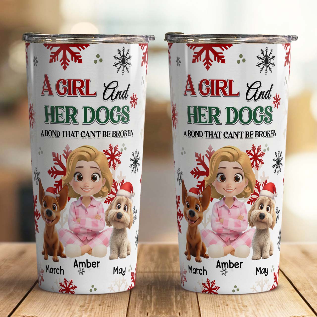 PSTB25 Girl And Her Dog Chirstmas - Personalized Custom Tumbler