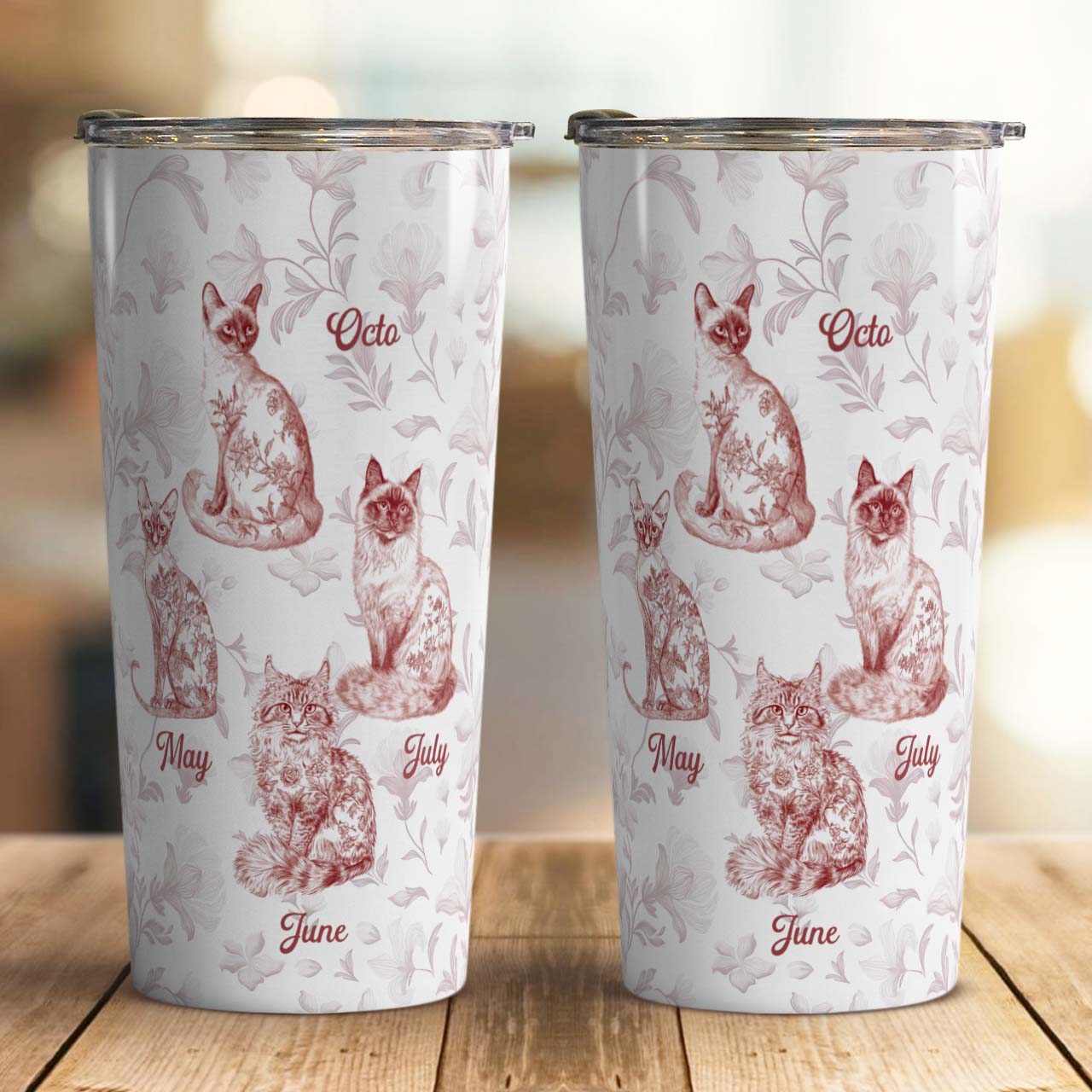 PSTB24 Toile De Jouy French Cat Lover - Personalized Custom Tumbler
